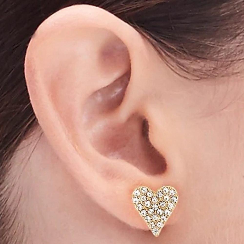 J Crew Pavé crystal heart stud earrings - Picture 2 of 8